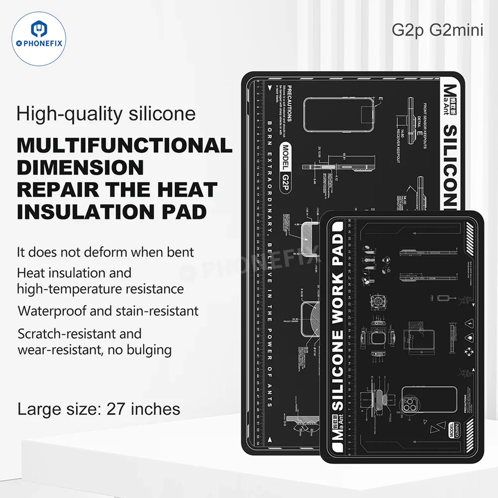 

MaAnt Многофункциональный, устойчивый к высоким температурам, водонепроницаемый, устойчивый к пятнам, теплоизоляционный силиконовый коврик для инструмента для ремонта телефона