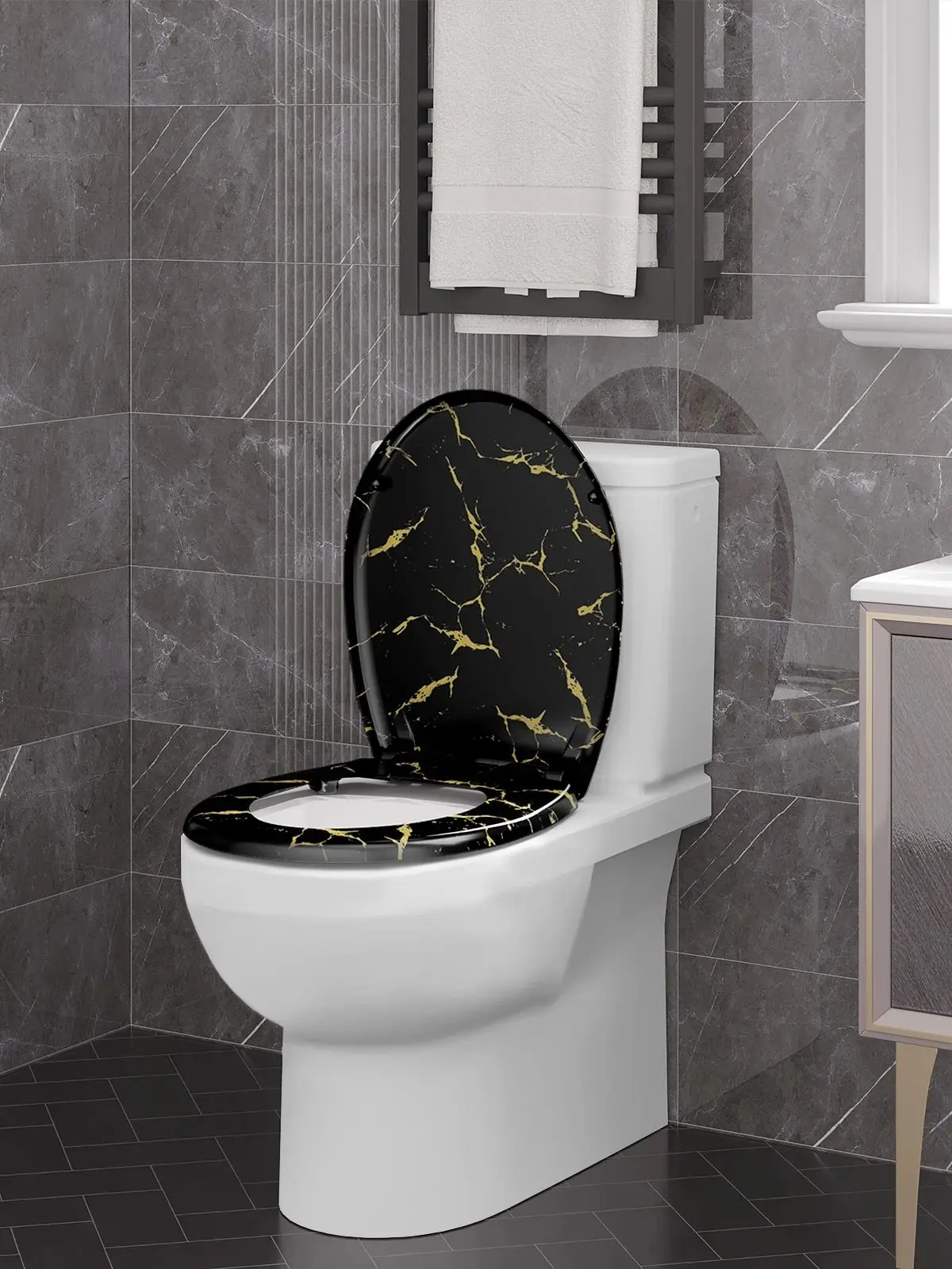 WOLTU 1 Stück WC-Toilettensitzabdeckung mit Soft-Close-Funktion, universeller Toilettendeckel, verdickter Ersatz, U-förmiges PP-Board für Badezimmerzubehör