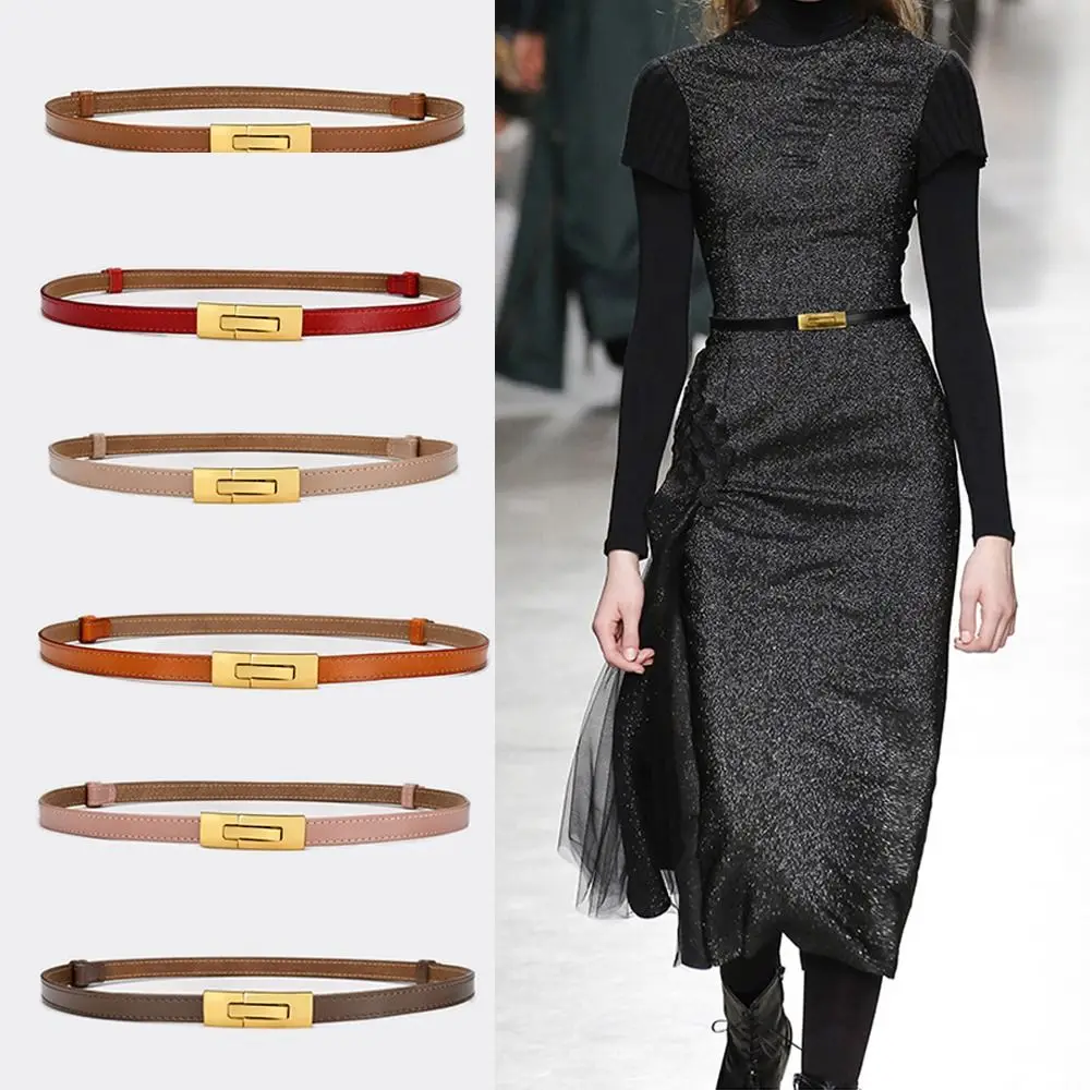 

Metal Alloy Buckle Genuine Leather Belt Fashion Versatile Luxury Design Cowhide Belt Trouser Dress Belts For Women Girls