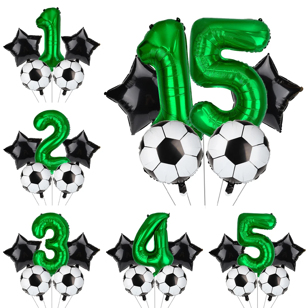 32inch Number Balloons Foil Football Party Green Black Trophy Balloon For Boys Birthday Party Decoration Children's Gifts Globos