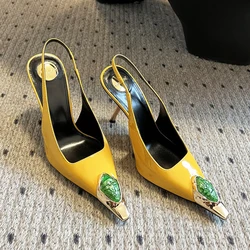 Women's Gem Metal Pointed Temperament High Heels with Sexy Open-Toe Sandals
