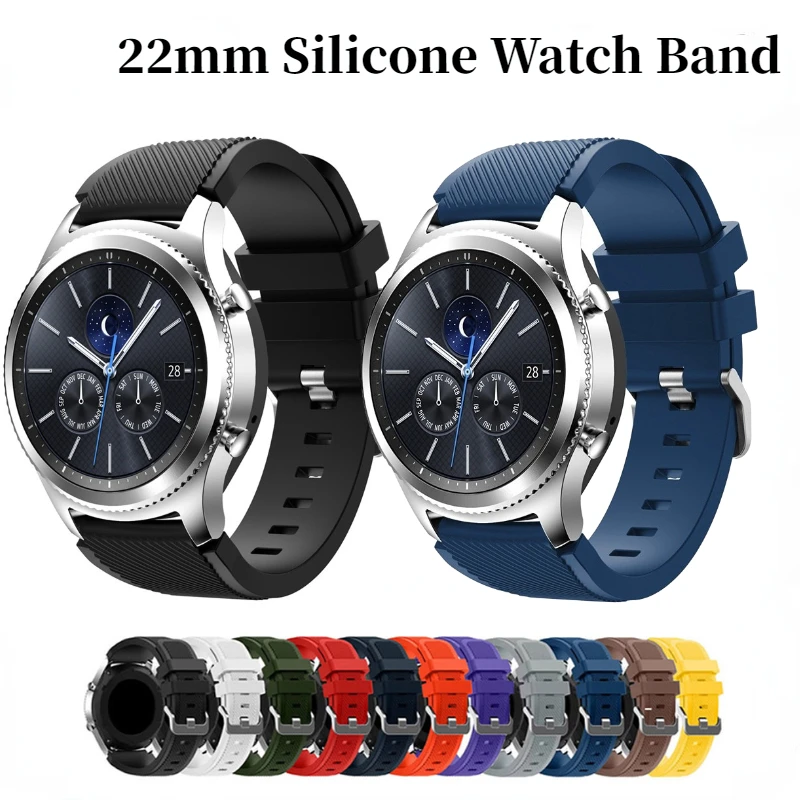 

22mm Silicone strap For Samsung Galaxy Watch 3/Gear S3/Huawei Watch 3/GT2 Sports Bracelet Wristband for Amazfit GTR/Stratos Belt