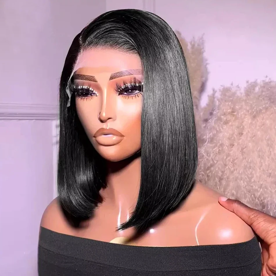 

Short Straight Bob 13x4 HD Lace Frontal Wigs 220% Preplucked Brazilian 100% Human Hair 4x4 Transparent Lace Front Wig 12 14 Inch