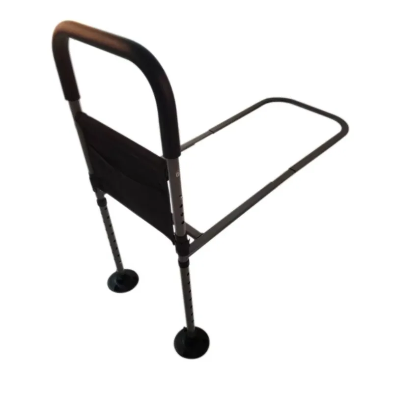 Adjustable bed rail with adjustable handle for home use