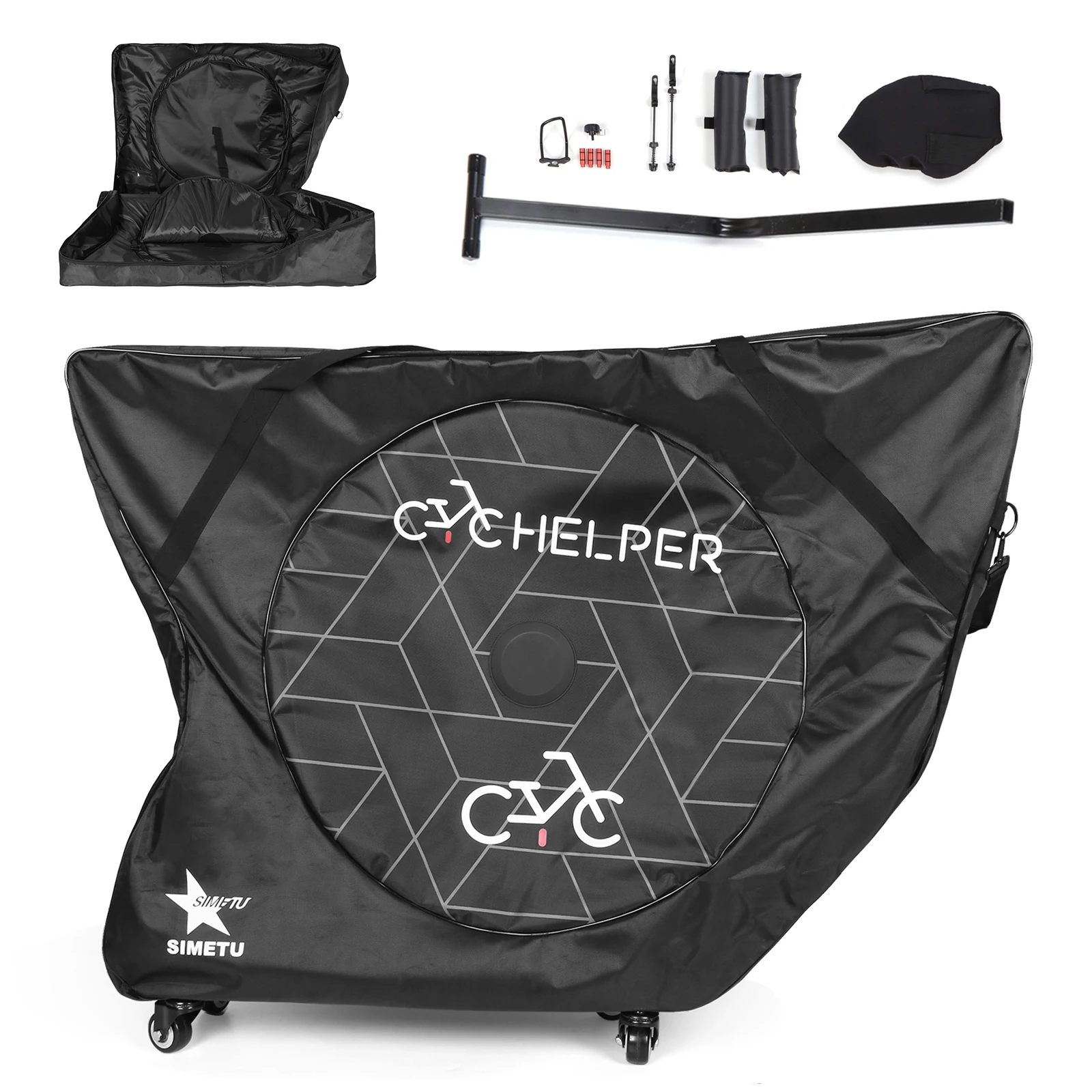 

Bike Travel Case with Wheels Padded Bike Transport Bag Bicycles Storing Carry Bags for Off-Road/Mountain Bike/Freestyle Riding