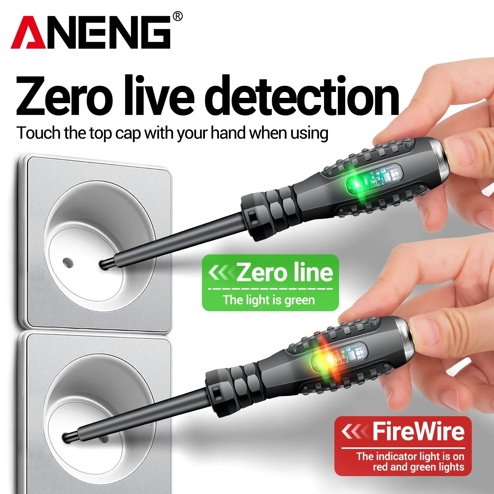 ANENG B05 Voltage Test Pen Screwdriver Dual Magnetic Head ABS Shell Color Light Alarm Electrical Circuit Detect Maintenance Tool