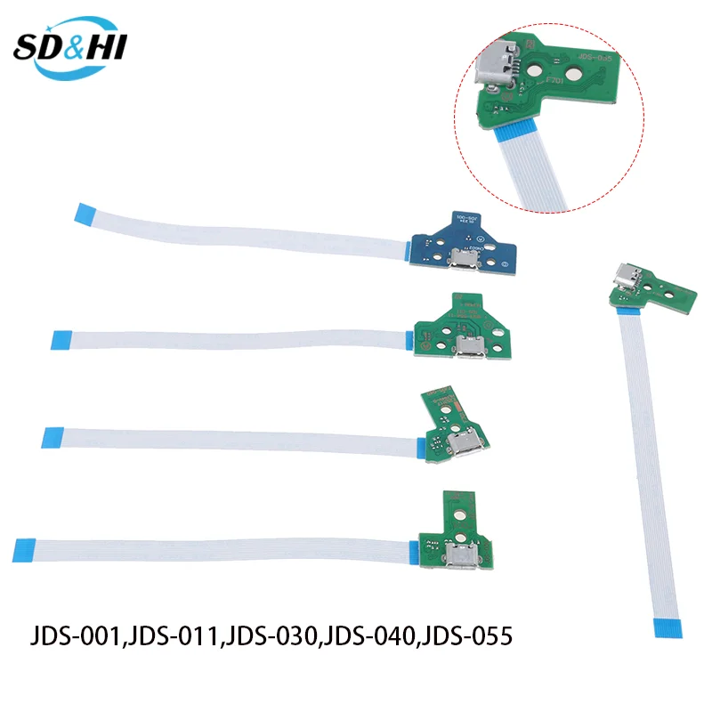 USB 충전 포트 소켓 회로 기판, 12 핀 JDS 011 030 040 055 14 핀 001 커넥터, PS4 컨트롤러 2020, 1 개