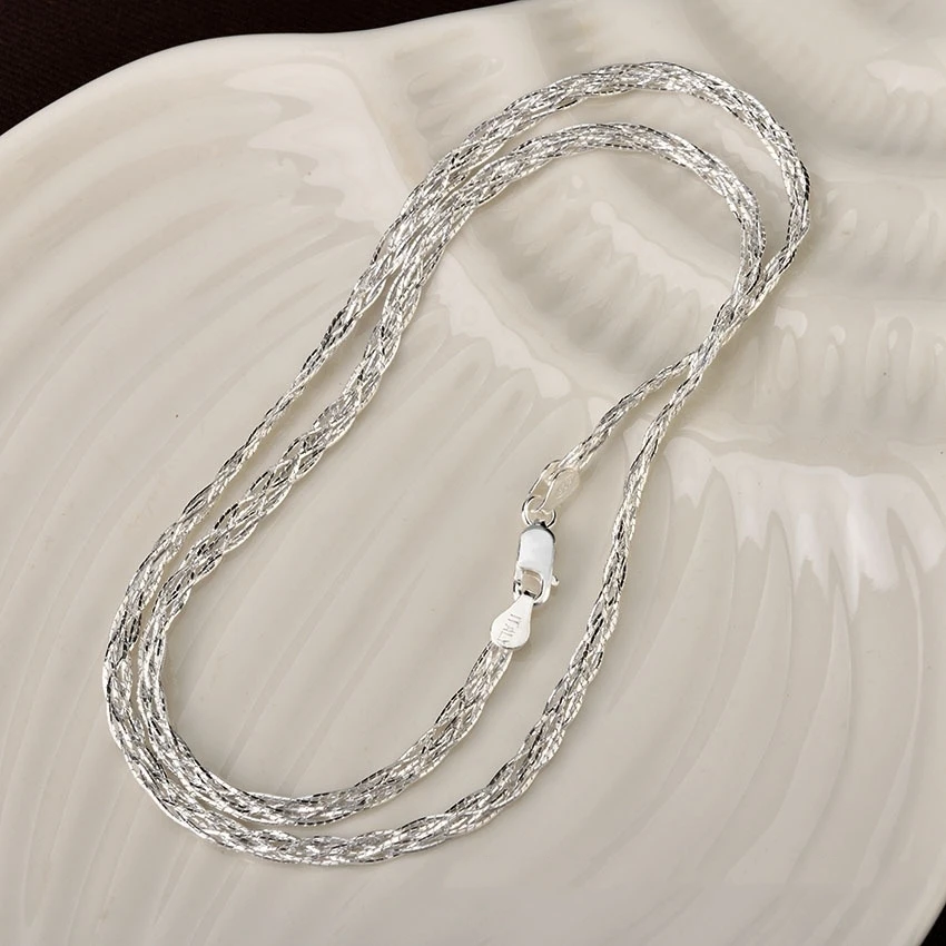 

Real 925 Sterling Silver 6 Chains Braid Flat Link Necklace Women Italian Trendy Dainty Sparkly Stackable Chokers Necklaces Gift
