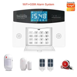 Home Security 2G/4G GSM Alarm System Color Screen Support 2.4G WiFi Tuya APP Control Smart PIR Motion Detector Door Open Alarm