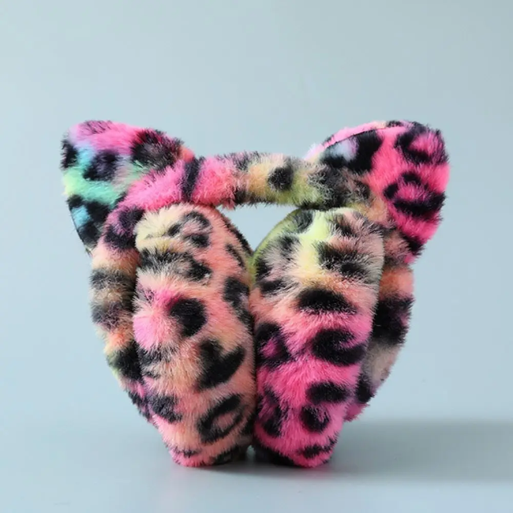 Leopard Print Ear Warmers Winter Women Plush Earmuffs Foldable Soft Fuzzy Ear Muffs Outdoor Cold Weather Accessories Gear