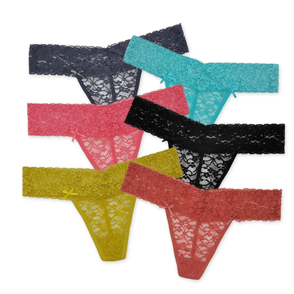Ladies Striped Thongs Sexy Low-Waist Cotton Panties Female G-String Comfortable Underwear Breathable Underpants 5 pcs/lot
