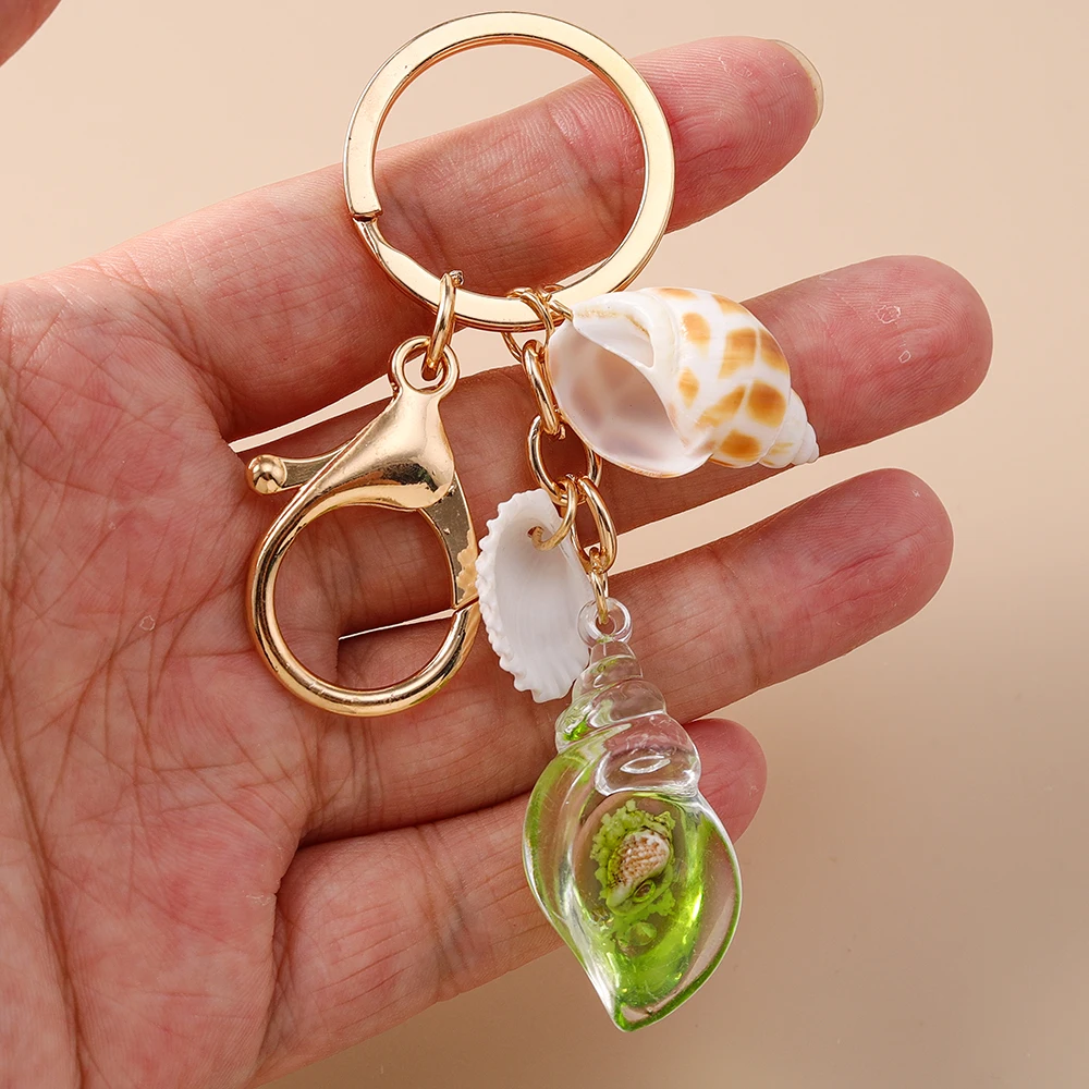 Aihua Bunter Bohemian-Stil Niedlicher Muschel-Schlüsselanhänger für Männer und Frauen, Handtaschenanhänger, DIY-Schmuck für Sommer, Strand und Urlaub, Geschenk – Detail 4