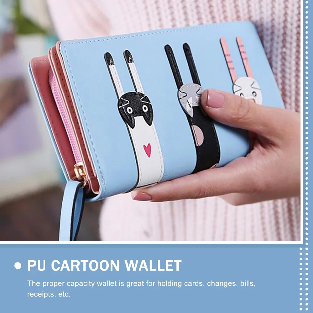 الكرتون القط نمط محفظة من البولي يوريثين المرأة سستة محفظة عملة حامل بطاقة المدمجة محفظة متجر السفر هدية المال الحقيبة #6