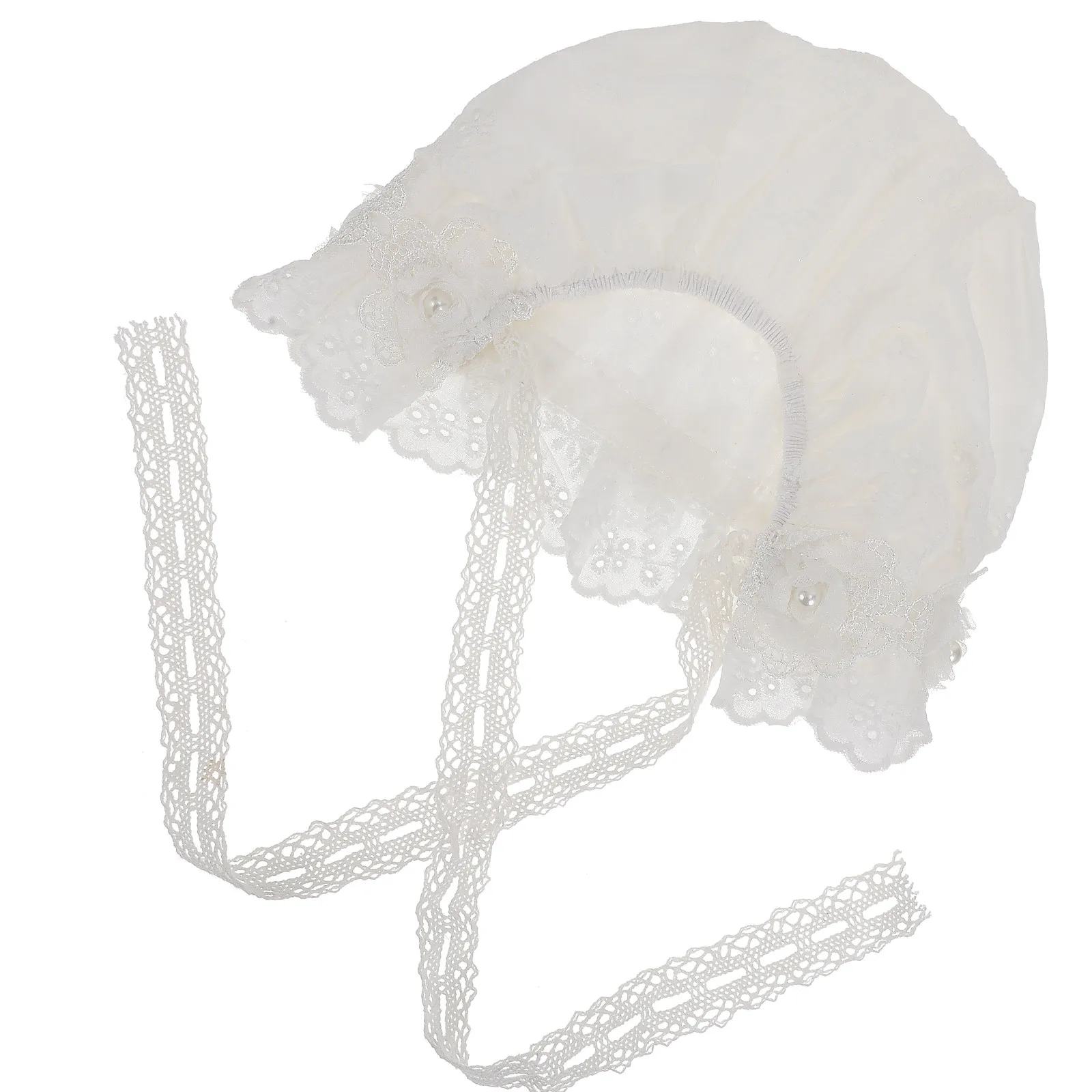 

1Pcs Lace Sun Protection Cap Flower Pearl Decor Lightweight Breathable Hat for Newborn Spring Summer Lace Cap