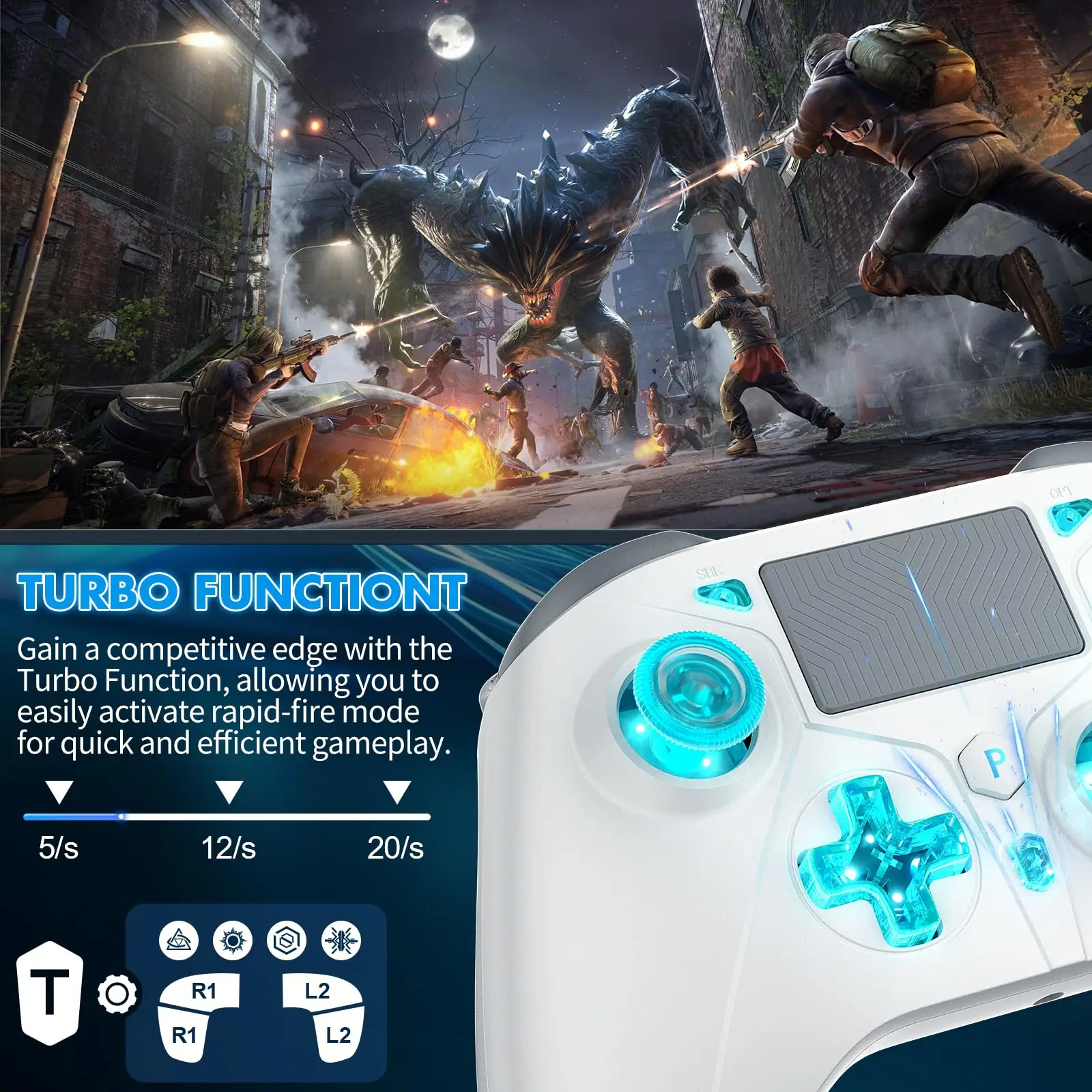 Controlador inalámbrico para PlayStation5/PS5/PS4/PC/iOS/Switch, Joystick de juego giroscopio de 6 ejes, vibración Dual, Turbo, mando de Control remoto
