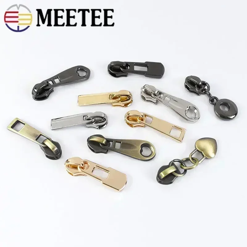 Meetee 10/20/50Pcs 3# Zipper Slider for Nylon Zip Tape Coil Zippers Puller Head Bag Clothes Zips Repair Kits Sewing Accessories