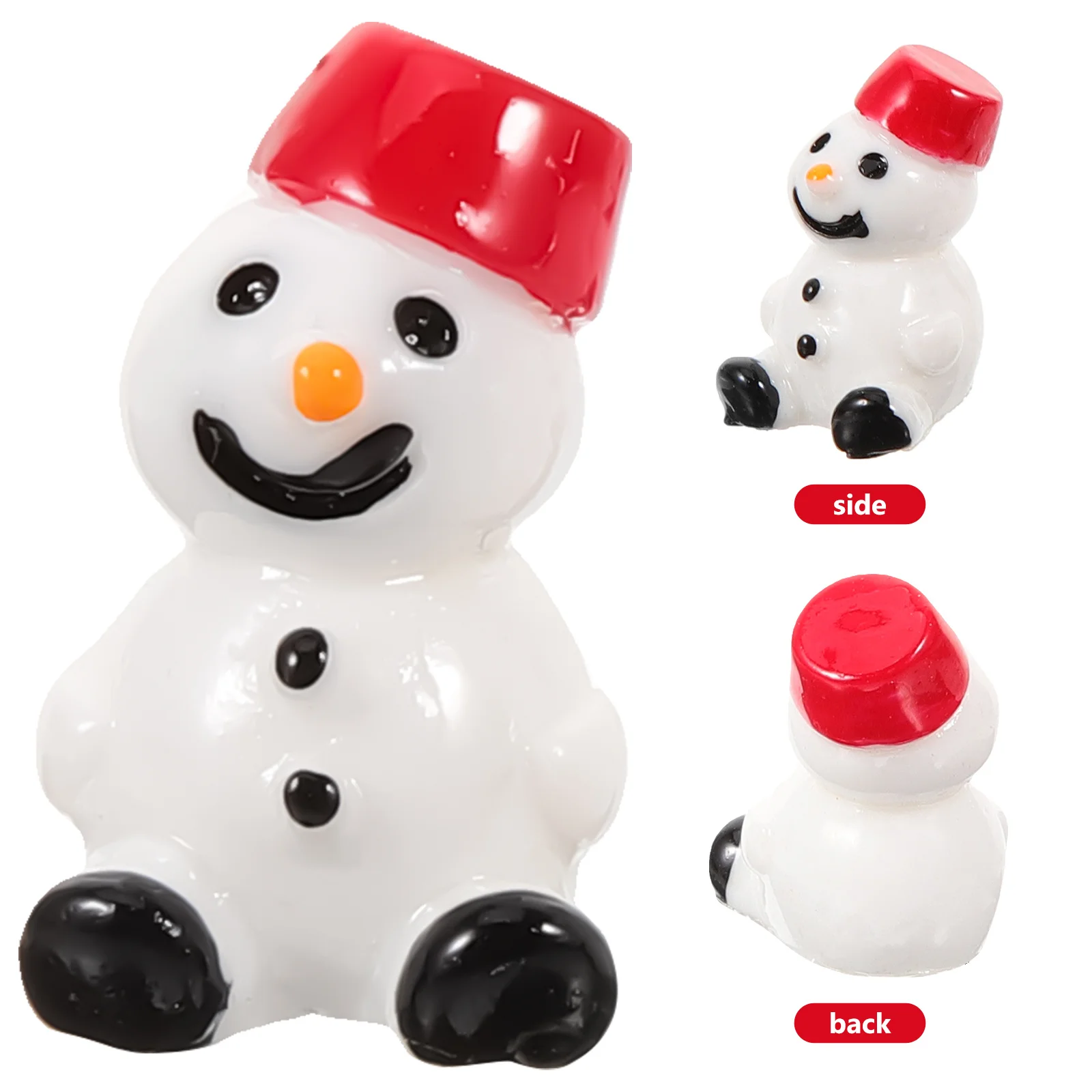 

10Pcs Christmas Resin Mini Snowman Ornaments Pendant Charms Miniature Holiday Decorations Crafts Accessories Mini Snowman