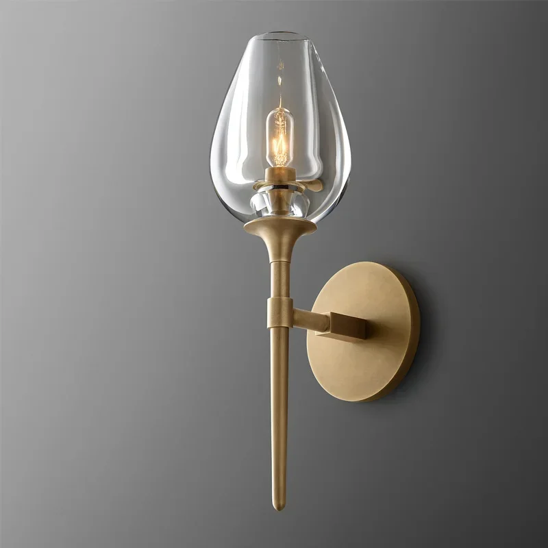 

American modern style wall lamp decorative art crystal lamp indoor living room bar coffee shop tulip luxury glass wall lamp