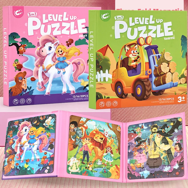 New Kids Magnetic Jigsaw Book Puzzle Game Baby Early Learning Animal Fruit Traffic Cognition Educational Toy Gifts for Children