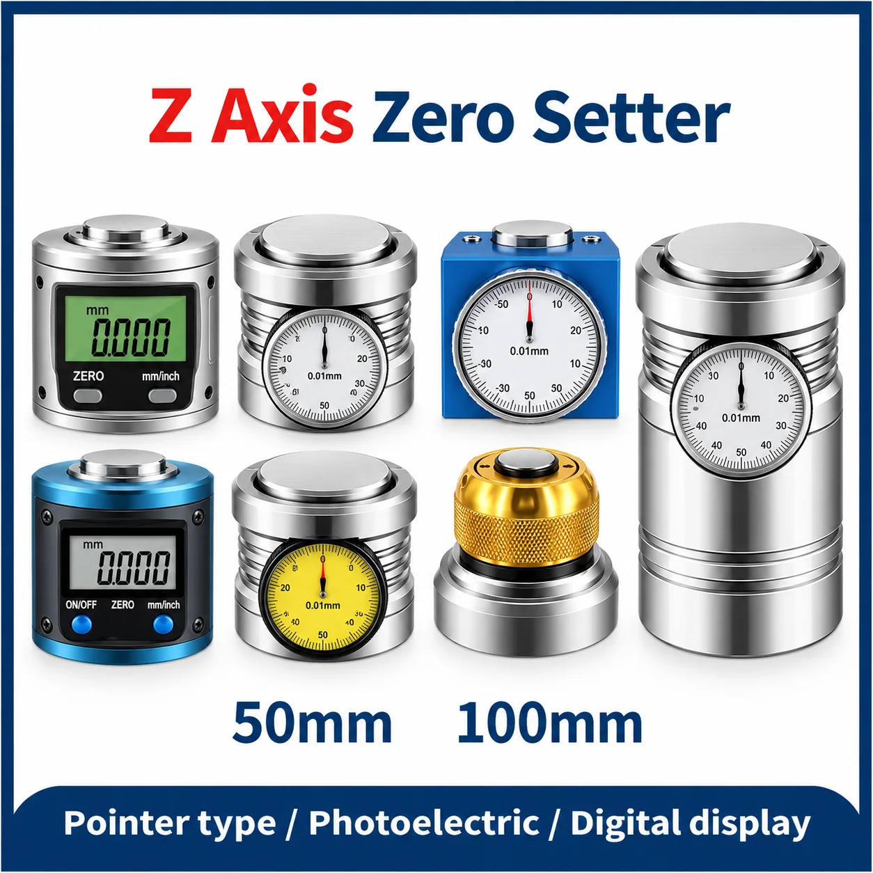 Z-Axis Tool Presetter Precision Zero Setter Gauge Pointer Digital Magnetic Photoelectric Probe for CNC Milling Machining Center