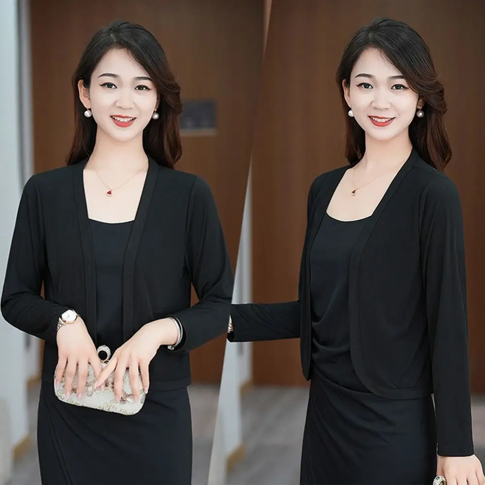 

Casual Solid Color Women Cardigan Thin Long Sleeve Knitted Tops All-match Basic Slim Coats Spring Summer