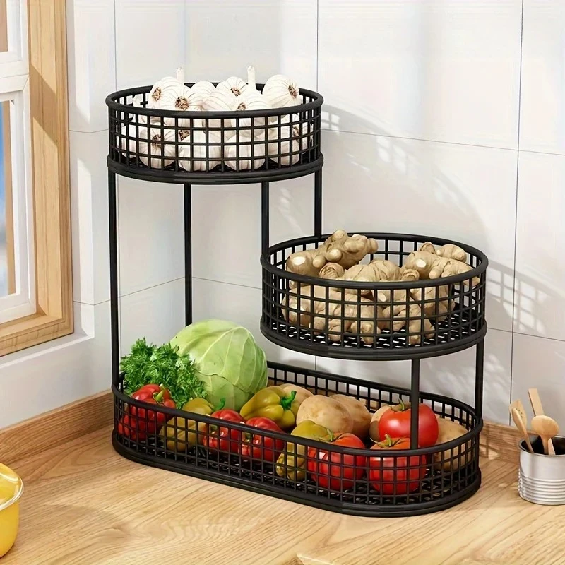 Stainless Steel Multi-layer Fruit Basket Storage Box Multi-purpose Bathroom Storage Rack Living Room Kitchen Dining Table Rack