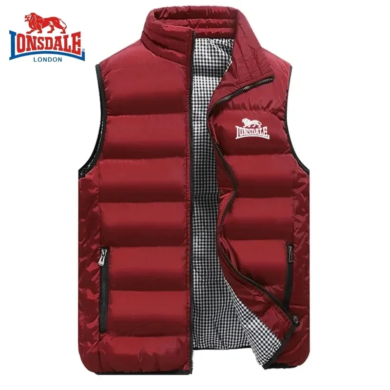 Colete Quente Bordado Sem Mangas Masculino, Jaqueta Windproof, Luxo, Marca de Moda, Alta Qualidade, Exterior, Outono, Inverno