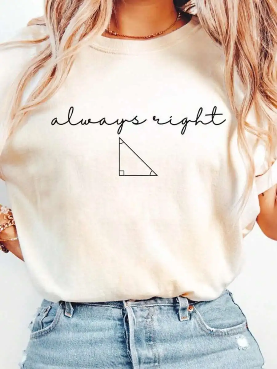 High School Math Department Print Women Tee Casual Crewneck Short Sleeve  Funny Triangle Math Graphic Daily Women Minimalist Top