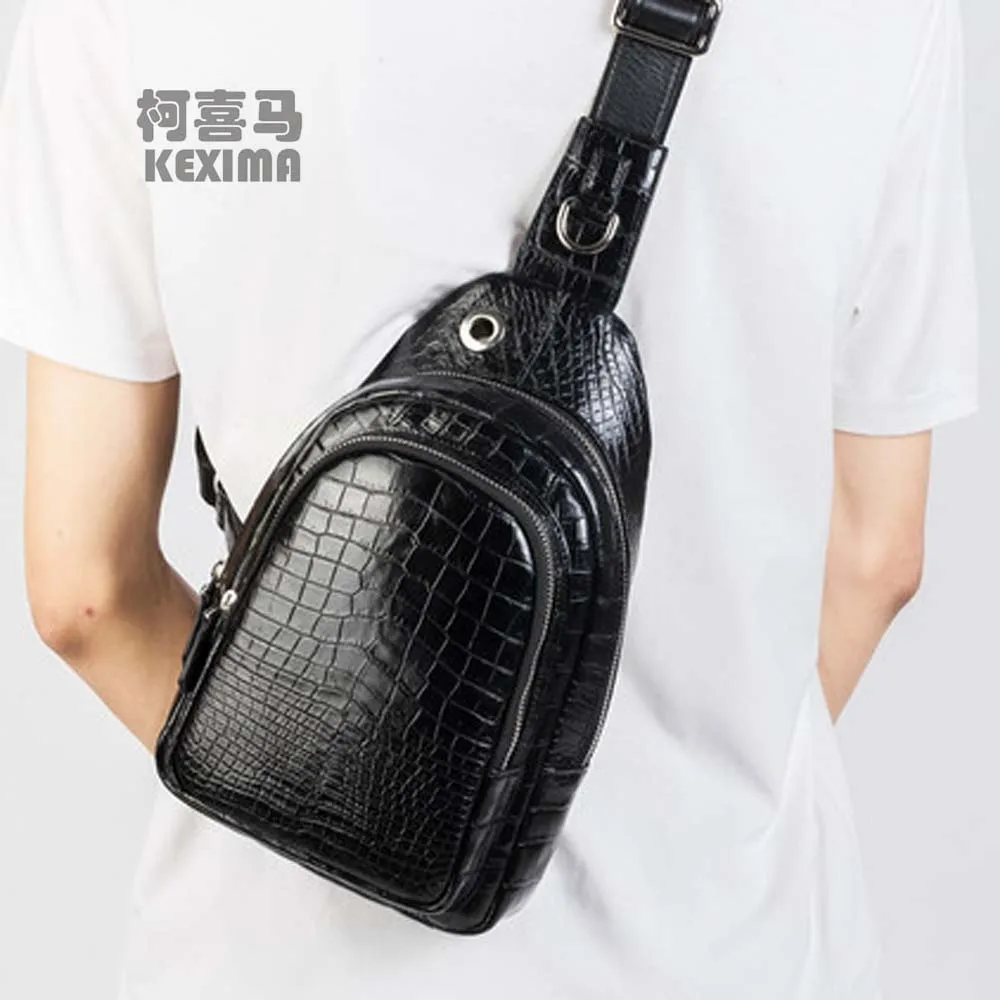 

lukani 2023 new crocodile Chest bag male leisure Vertical section men Chest bag One shoulder bag Men crocodile bags