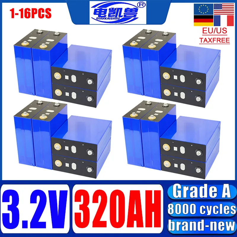 

8000 cycles new 3.2V 320ah LiFePO4 battery DIY 12V 24V 48V 3C A-class EV RV ship rechargeable lithium iron phosphate battery