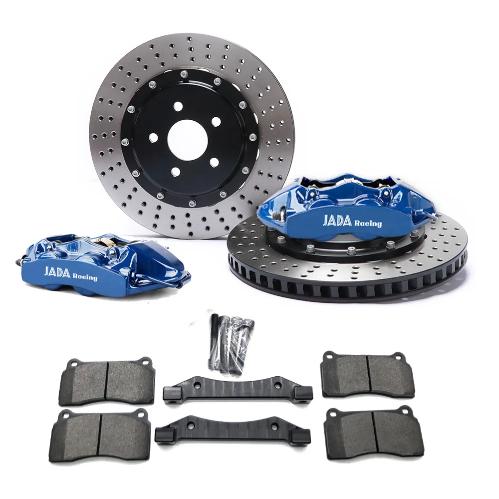 

Jada Car Racing 4 Pots Caliper with 330*28mm Drilled Disc Brake Kit for Volkswagen front Wheel rim 17''