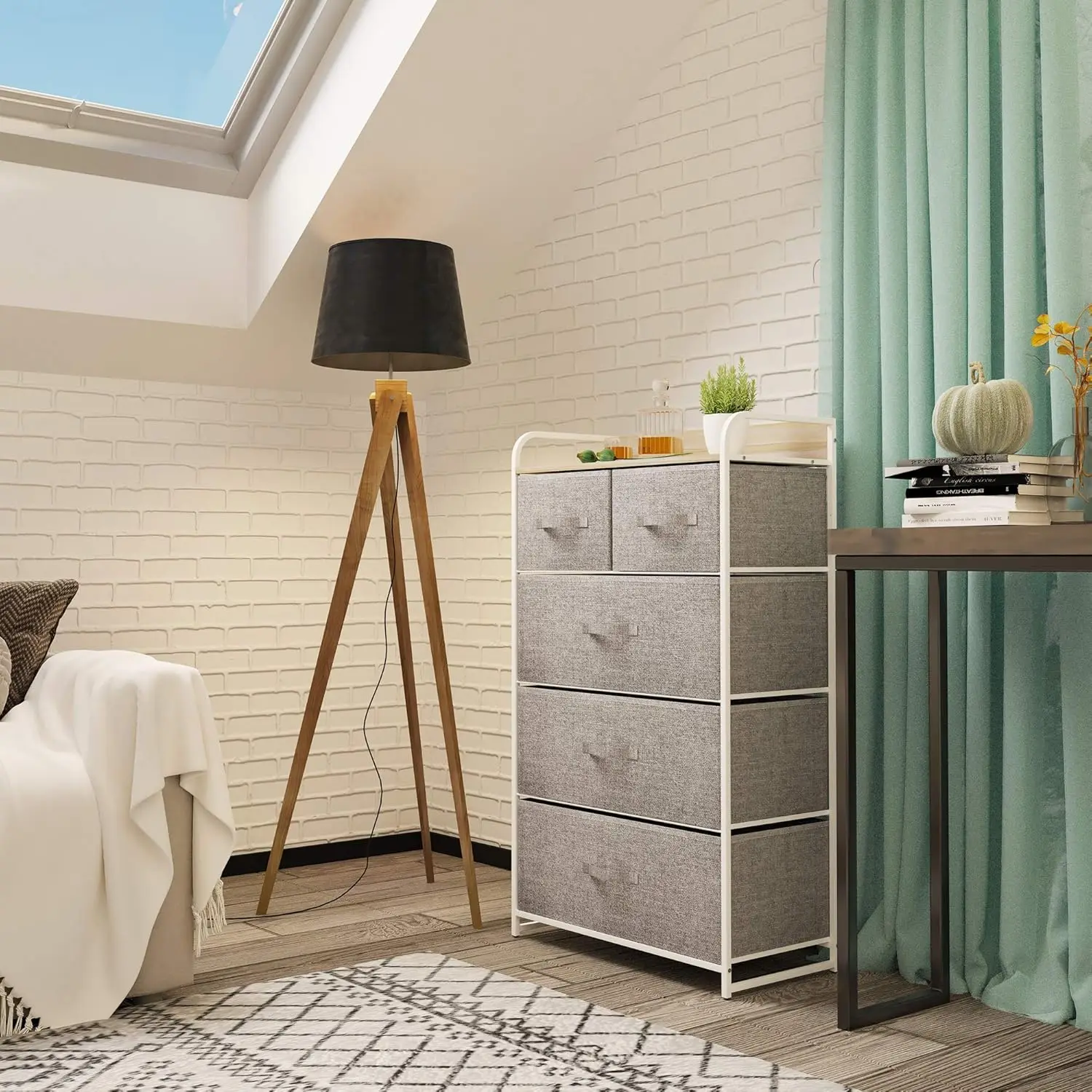 Fabric Dresser with 5 Drawers - Storage Tower with Large Capacity, Organizer Unit for Bedroom, Living Room