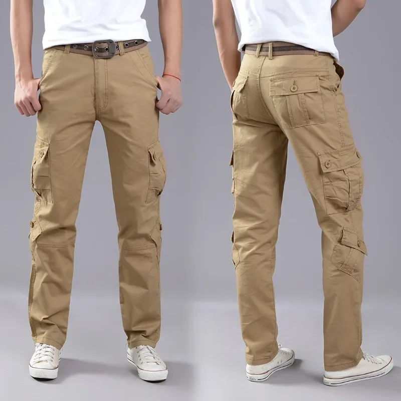 Pantalones Cargo militares para hombre, pantalón holgado con múltiples bolsillos, informal, de alta calidad