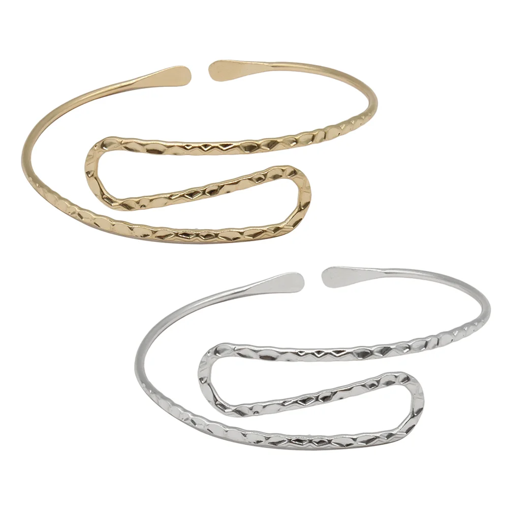 2 Pcs Armband Hand Chain Bracelet Face down Cuff Bangle Metal Upper Women Open Miss Jewelry