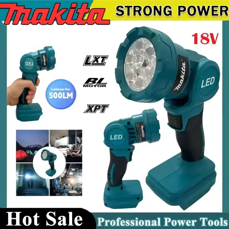 

Аккумуляторный светодиодный фонарь Makita, ручной прожектор для улицы, перезаряжаемый фонарь, рабочий светильник для стройплощадки, для аккумуляторов 18В