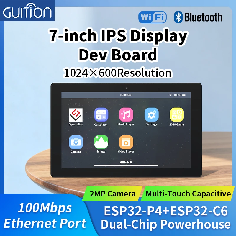 7-inch IPS touch screen development board (ESP32-P4/C6), supporting shell and camera