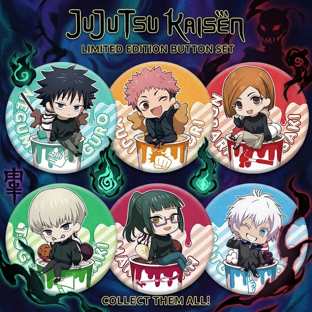 

Аниме-значок Jujutsu Kaisen Double Flash 172-179 с Годжо Сатору и Итадори Юдзи, 75 мм, 58 мм, фан-арт, значок-брошь, коллекционный подарок, косплей