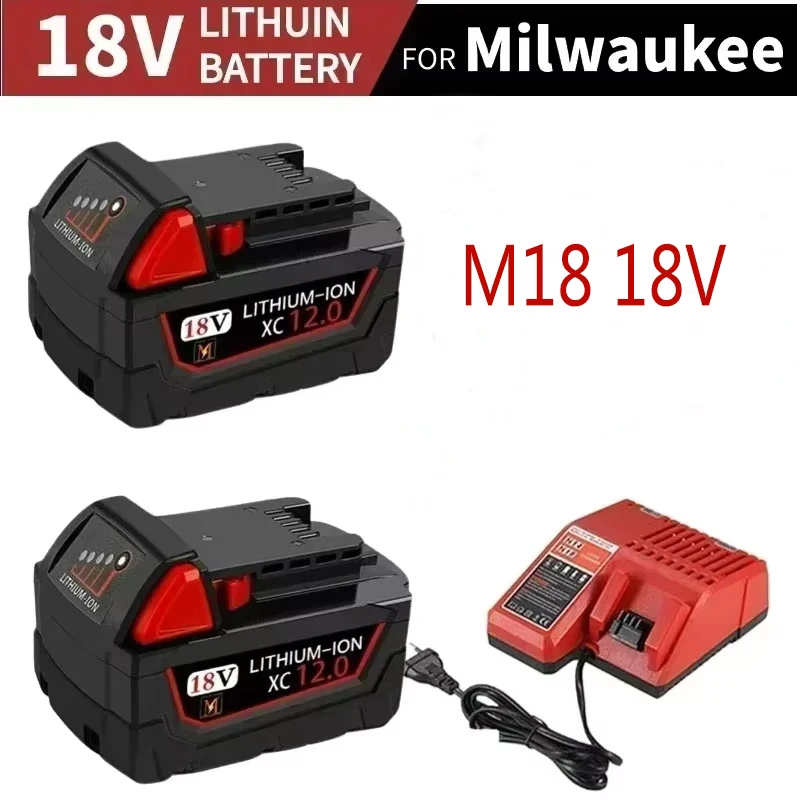 

M18 Battery 18V 12.0Ah 9.0Ah Replacement Lithium Battery for Milwaukee M18 48-11-1815 48-11-1850 2604-22 Battery