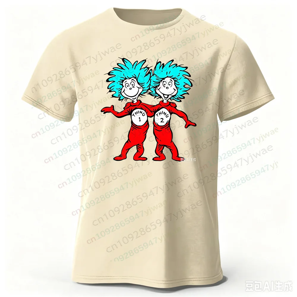 Thing One and Thing Two Shirts Best The Cat in The Hat T-Shirt Cartoon Animation Graphic Printed T Shirt Men Women's T-shirts