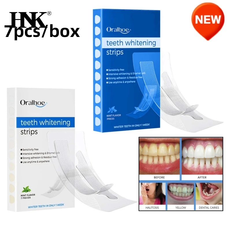 7Pcs Teeth Whitening Strips Oral Hygiene White Care Kit Elastic Bleach Cleaning Tooth Whitening Gel Strips