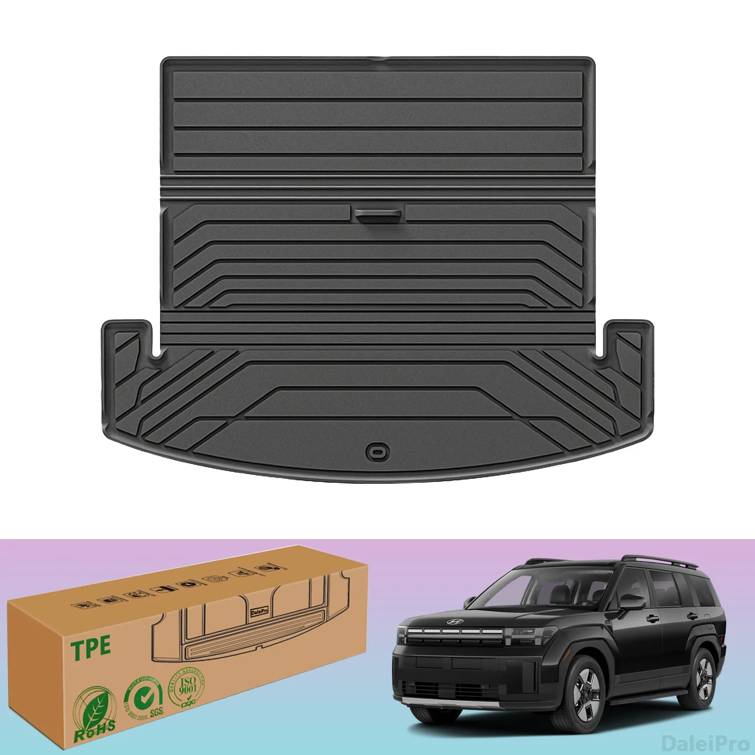 

For Hyundai Santa Fe 6/7 Seater 2024 Rear Trunk Mats Back Mat Cargo Liner All Weather Waterproof Trunk Cover Accessories TPE