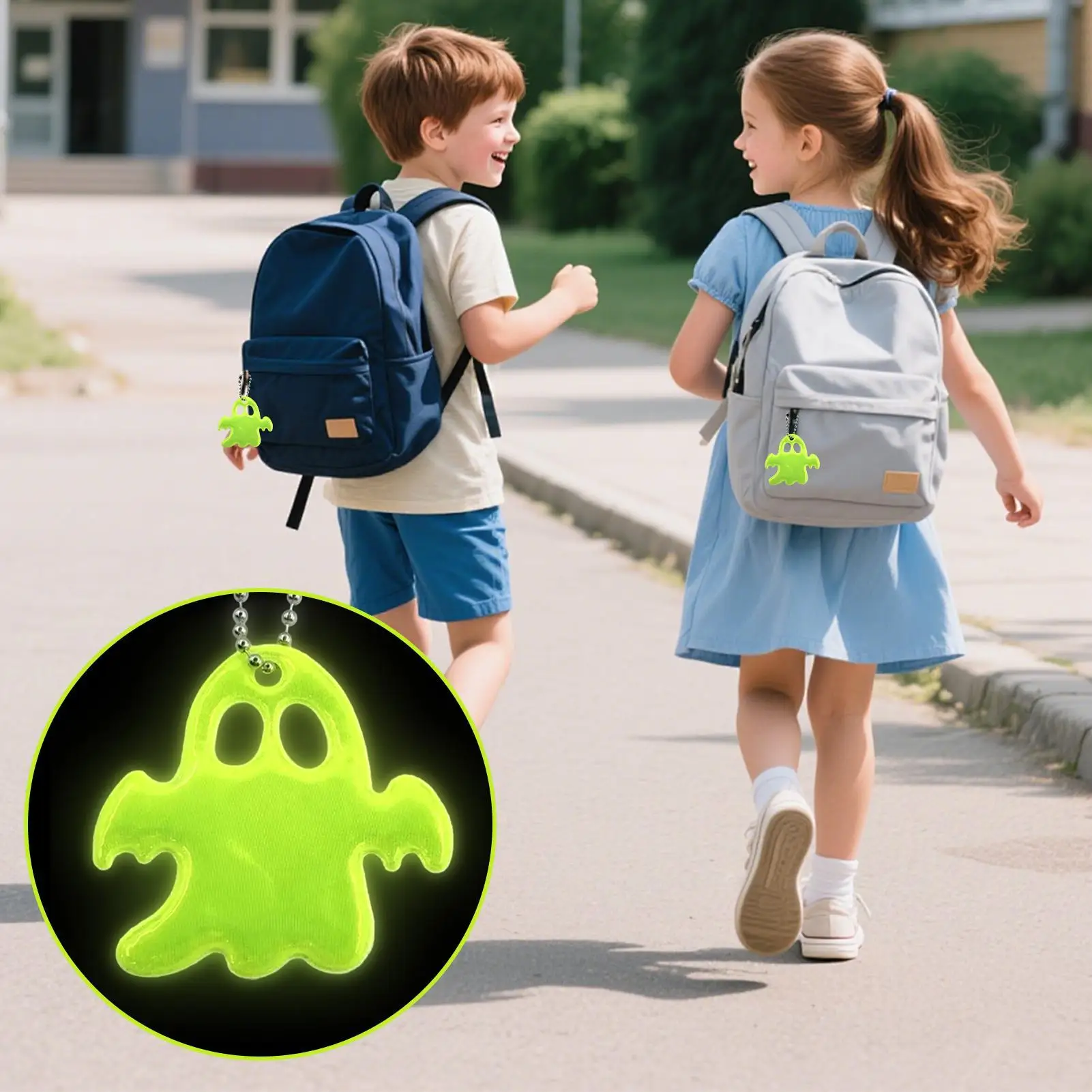 20 قطعة حقيبة الظهر العاكسة قلادة مقاوم للماء عاكس السلامة شبح قلادة خفيفة الوزن حقيبة حلية سلسلة مفاتيح السلامة