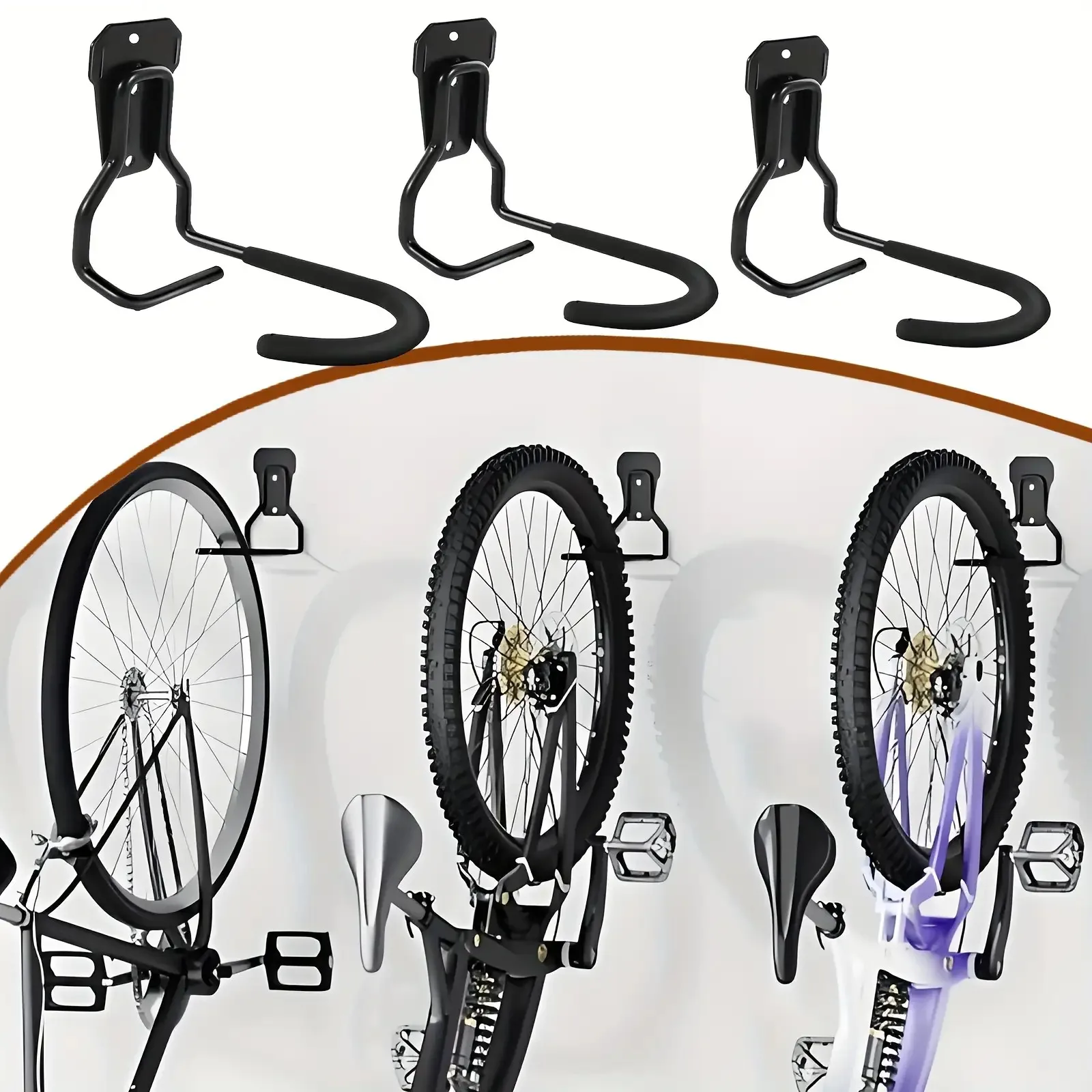 Bicycle Wall Mount Hook Adjustable Bicycle Parking Rack Road Mountain Bike Parking Buckle Portable Wall Holder Vertical Bracket