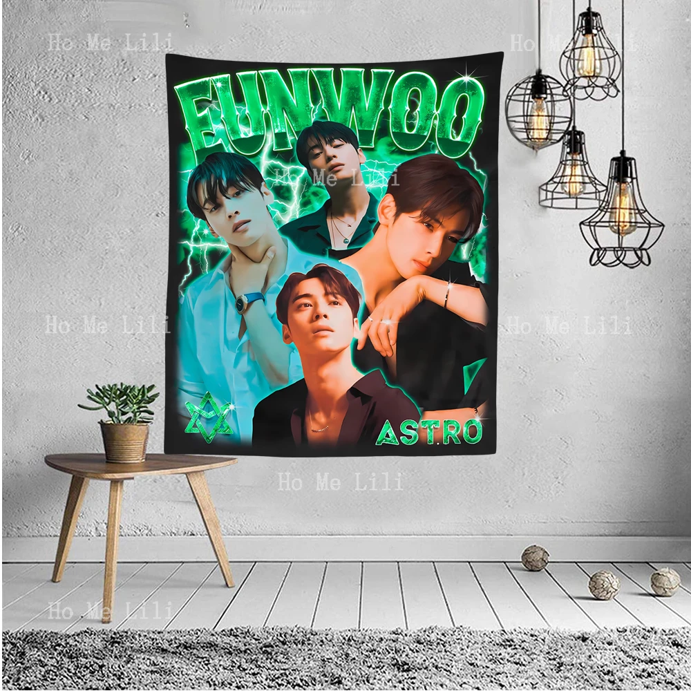 Astro Eunwoo Retro 90s Kpop Tapestry Wall Hanging For Bedroom Living Room Modern Fashion Design Tapestries