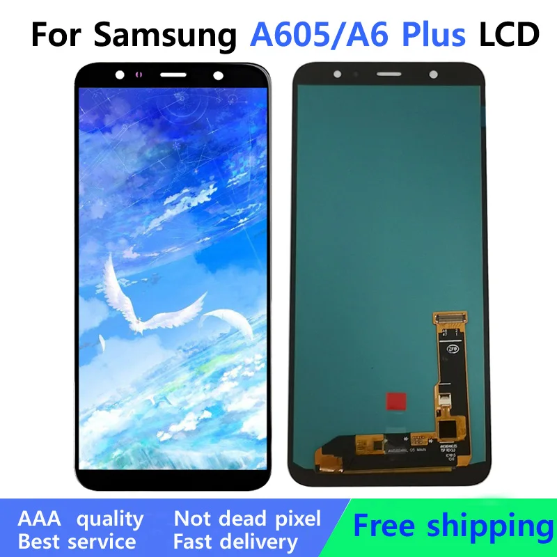 

ЖК-дисплей AMOLED ААА для Samsung Galaxy A6 Plus 2018 A605 A605fd, дисплей с сенсорным экраном и дигитайзером в сборе для Samsung A605, ЖК-дисплей