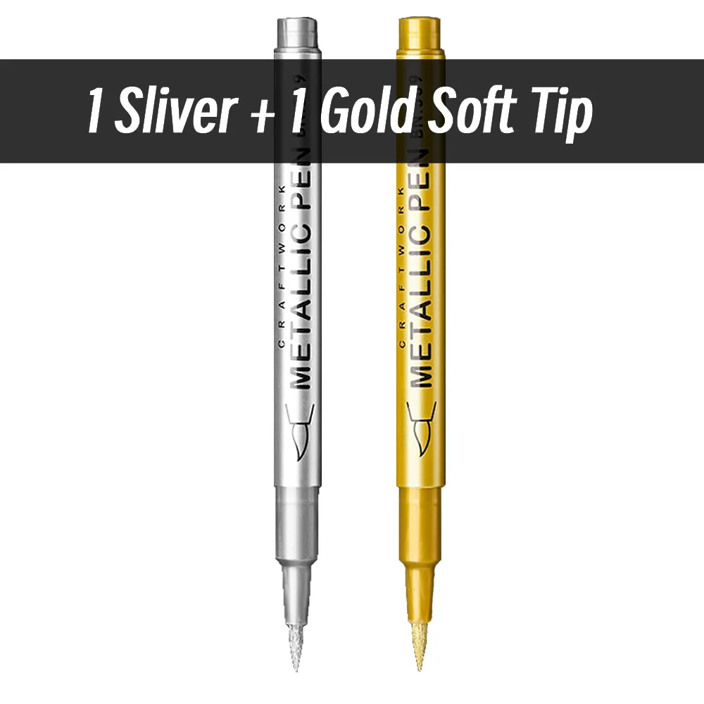 20 stks Borstel Metallic Verf Marker Pennen Goud Zilver Kleur Permanente Art Marker Voor Manga Ambachten Scrapbooking Briefpapier Leveringen
