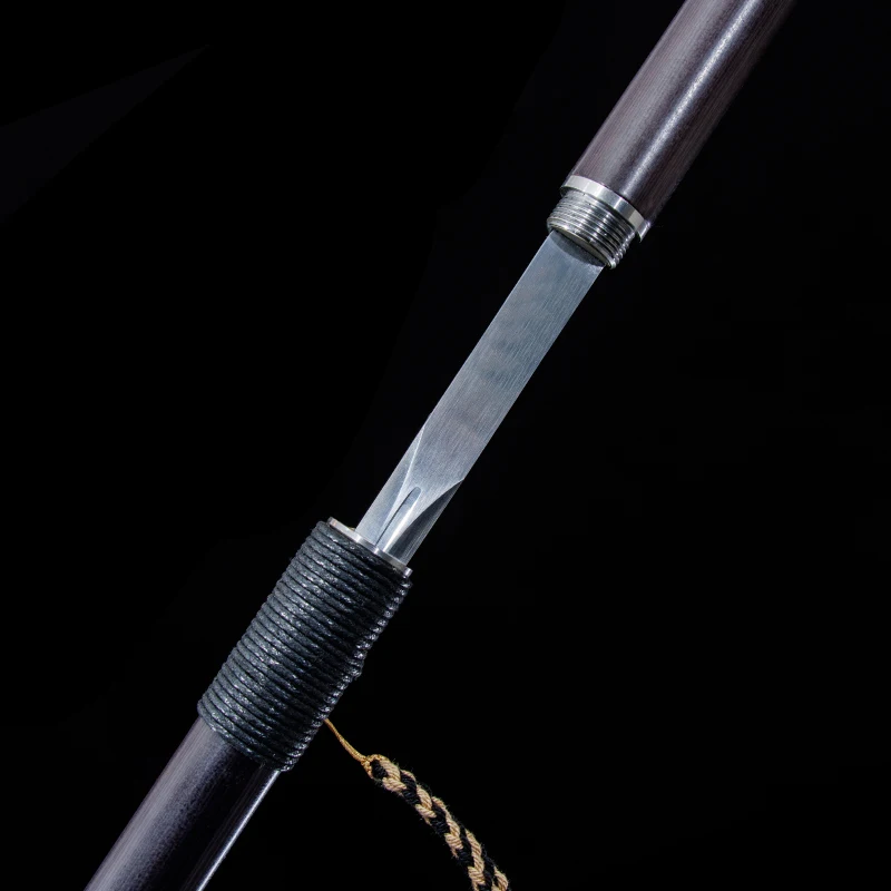 Chinese Jian Walking Stick Sword High Manganese Steel Blade Real Full Tang Training Staff Catana Black Samurai Katana Home Decor