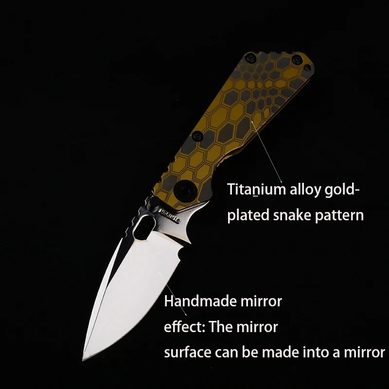 سكين قابل للطي بمقبض من سبائك التيتانيوم الصلب 2025 D2 مع صلابة عالية وحافة حادة، سكين أدوات EDC محمول للتخييم