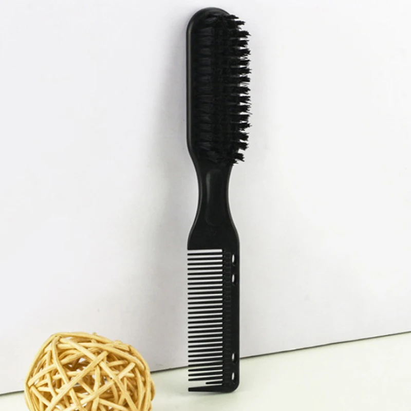 Black Small Beard Styling Brush Logo Professional Shave Beard Brush Barber Vintage Oil Head Shape Carving Cleaning Brush