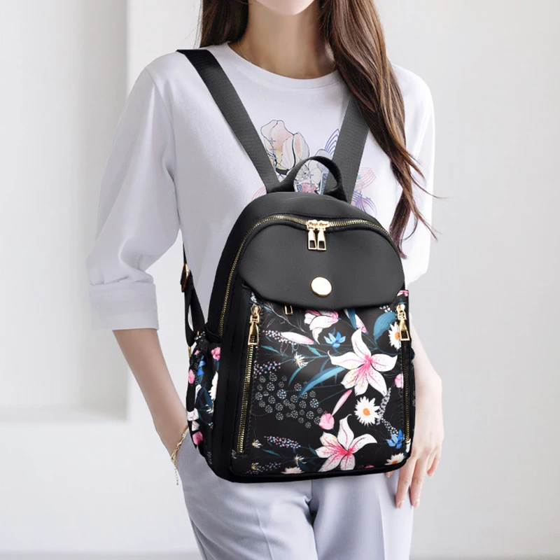 New Trendy Printed Flower Pattern Fashionable Casual Travel Style Backpack Suitable For Women Backpack For Travel Shopping
